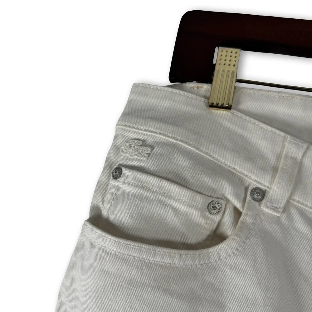 New Lacost Mens Off White Farine Denim Jeans Slim Fit Pants Sz 33